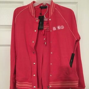 BCBG MAXAZRIA Logo Jacket/Pant Set Cherry/Pink-LG